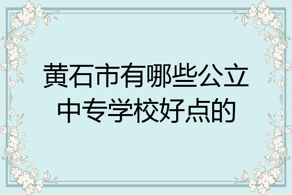 黄石市有哪些公立中专学校好点的