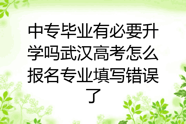 中专毕业有必要升学吗武汉高考怎么报名专业填写错误了