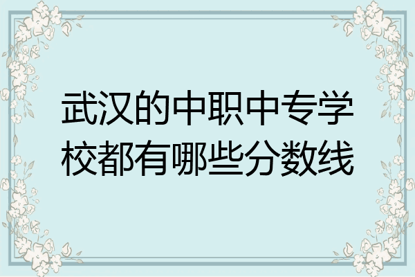 武汉的中职中专学校都有哪些分数线