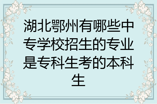 湖北鄂州有哪些中专学校招生的专业是专科生考的本科生