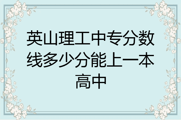 英山理工中专分数线多少分能上一本高中