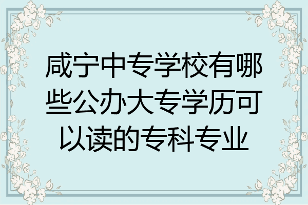 咸宁中专学校有哪些公办大专学历可以读的专科专业