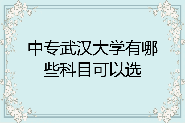 中专武汉大学有哪些科目可以选
