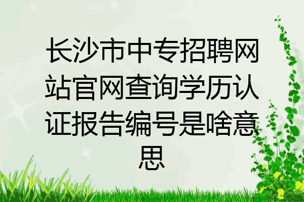 长沙市中专招聘网站官网查询学历认证报告编号是啥意思