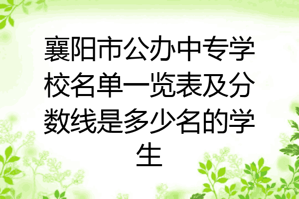 襄阳市公办中专学校名单一览表及分数线是多少名的学生