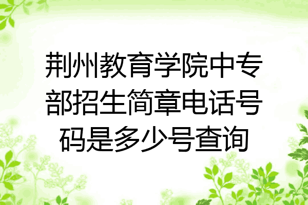荆州教育学院中专部招生简章电话号码是多少号查询
