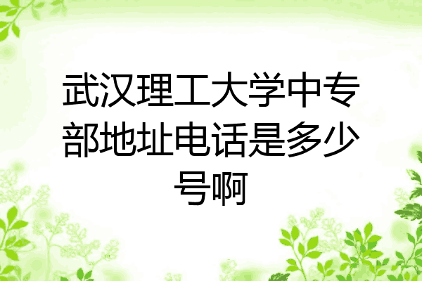武汉理工大学中专部地址电话是多少号啊