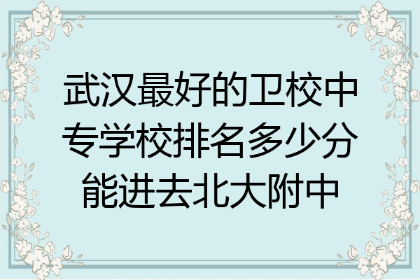武汉最好的卫校中专学校排名多少分能进去北大附中