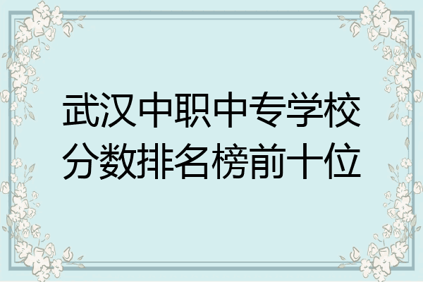 武汉中职中专学校分数排名榜前十位