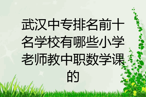 武汉中专排名前十名学校有哪些小学老师教中职数学课的
