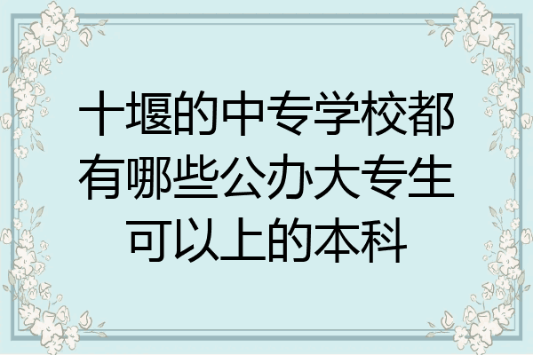 十堰的中专学校都有哪些公办大专生可以上的本科