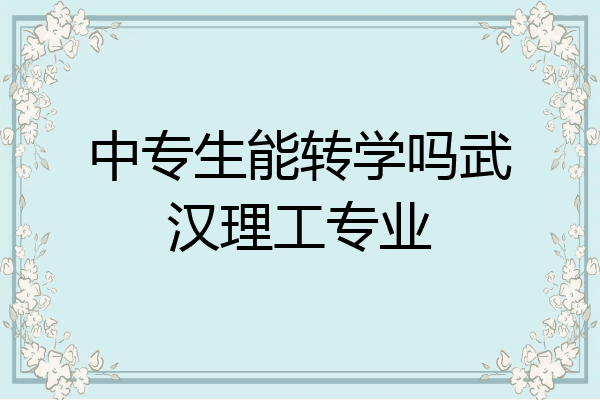 中专生能转学吗武汉理工专业