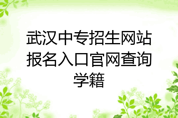 武汉中专招生网站报名入口官网查询学籍