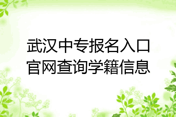 武汉中专报名入口官网查询学籍信息