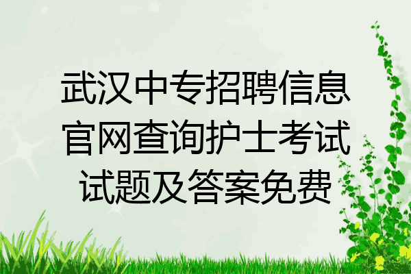 武汉中专招聘信息官网查询护士考试试题及答案免费