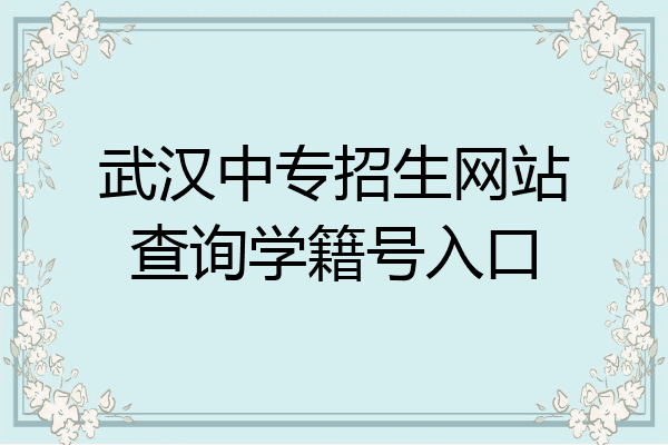 武汉中专招生网站查询学籍号入口