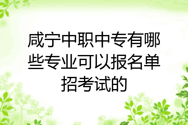咸宁中职中专有哪些专业可以报名单招考试的
