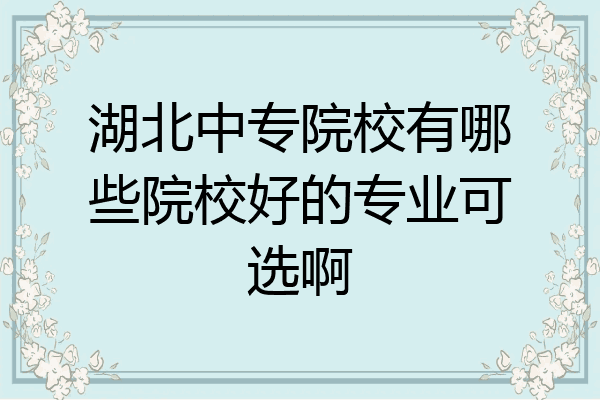 湖北中专院校有哪些院校好的专业可选啊
