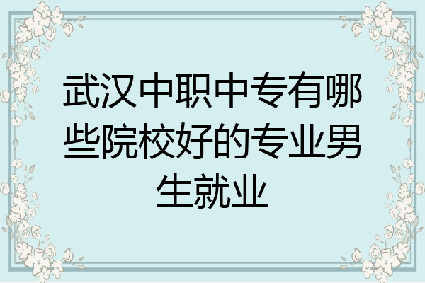 武汉中职中专有哪些院校好的专业男生就业