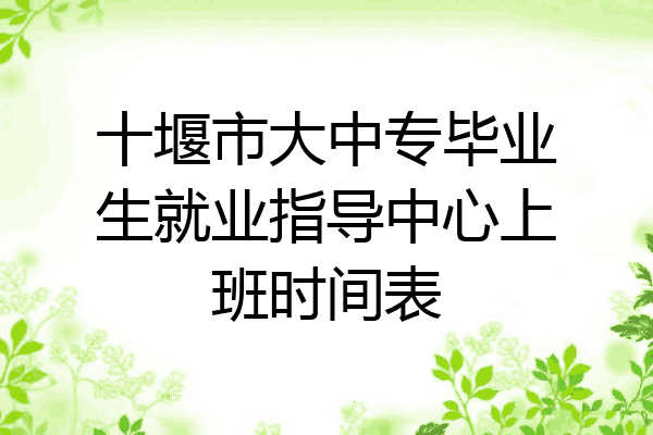 十堰市大中专毕业生就业指导中心上班时间表