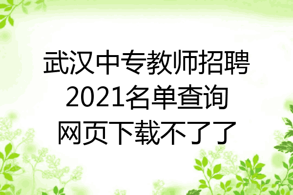 武汉中专教师招聘2021名单查询网页下载不了了