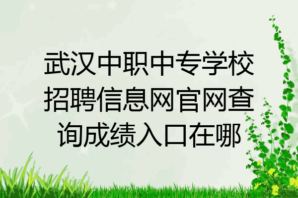 武汉中职中专学校招聘信息网官网查询成绩入口在哪