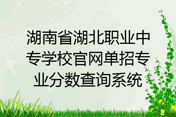 湖南省湖北职业中专学校官网单招专业分数查询系统