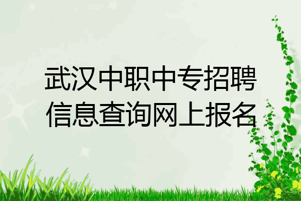 武汉中职中专招聘信息查询网上报名