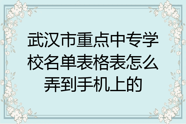 武汉市重点中专学校名单表格表怎么弄到手机上的