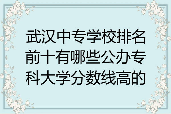 武汉中专学校排名前十有哪些公办专科大学分数线高的