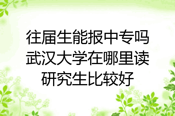 往届生能报中专吗武汉大学在哪里读研究生比较好