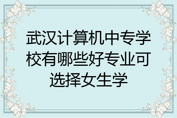 武汉计算机中专学校有哪些好专业可选择女生学