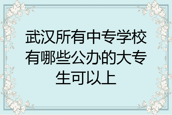 武汉所有中专学校有哪些公办的大专生可以上