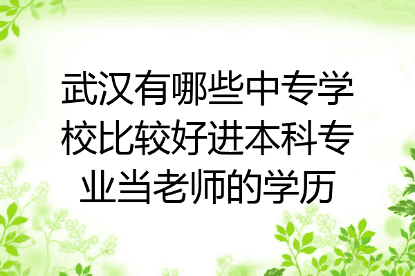 武汉有哪些中专学校比较好进本科专业当老师的学历