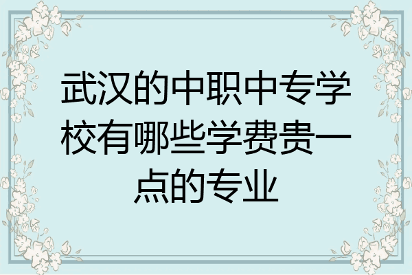 武汉的中职中专学校有哪些学费贵一点的专业