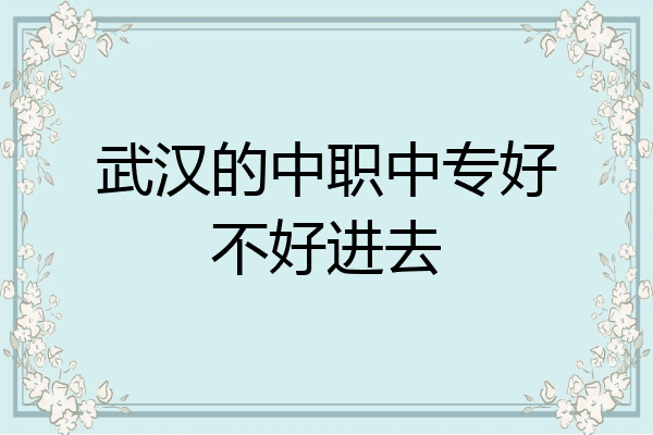 武汉的中职中专好不好进去