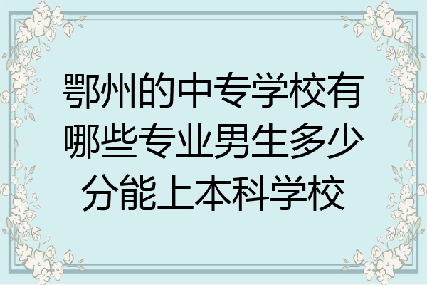 鄂州的中专学校有哪些专业男生多少分能上本科学校