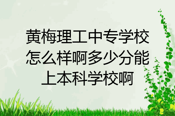 黄梅理工中专学校怎么样啊多少分能上本科学校啊
