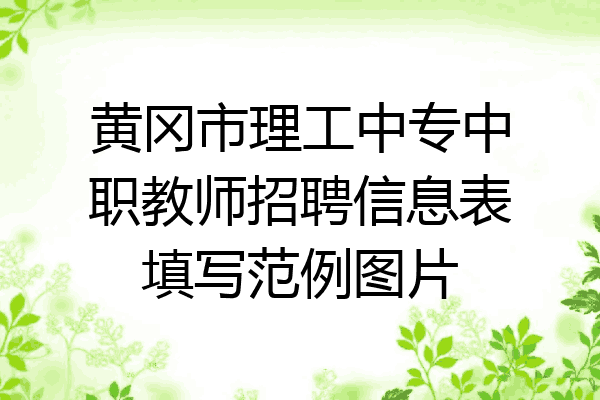 黄冈市理工中专中职教师招聘信息表填写范例图片