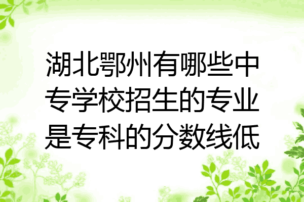 湖北鄂州有哪些中专学校招生的专业是专科的分数线低
