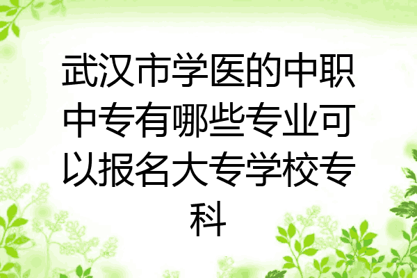 武汉市学医的中职中专有哪些专业可以报名大专学校专科