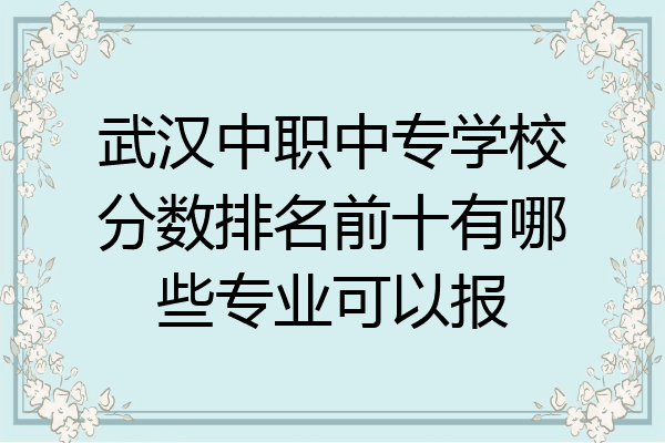 武汉中职中专学校分数排名前十有哪些专业可以报