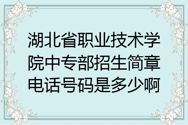 湖北省职业技术学院中专部招生简章电话号码是多少啊