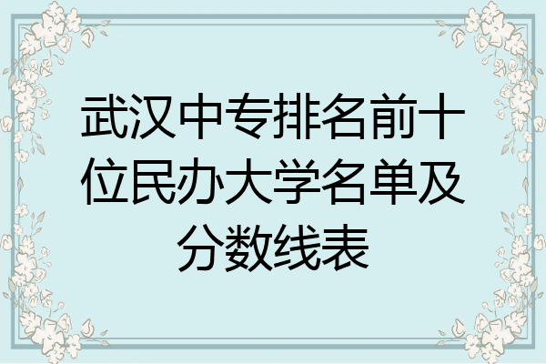 武汉中专排名前十位民办大学名单及分数线表