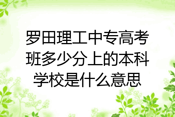罗田理工中专高考班多少分上的本科学校是什么意思