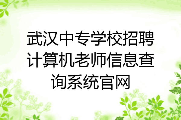 武汉中专学校招聘计算机老师信息查询系统官网