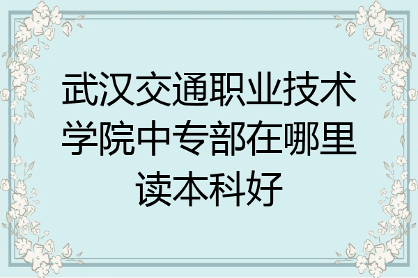 武汉交通职业技术学院中专部在哪里读本科好