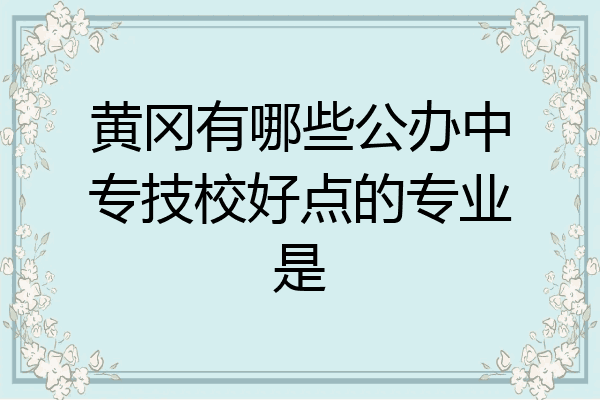 黄冈有哪些公办中专技校好点的专业是