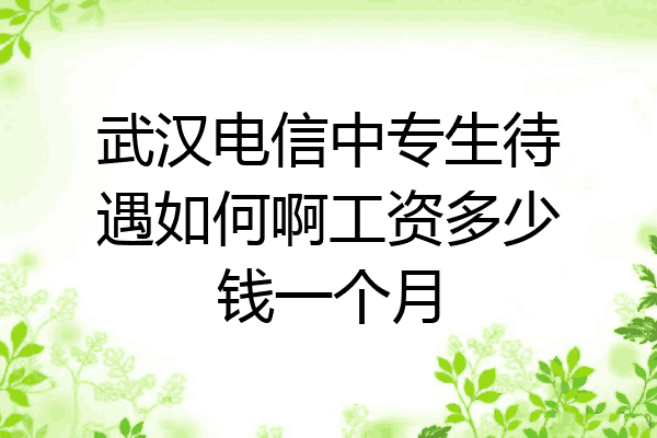 武汉电信中专生待遇如何啊工资多少钱一个月