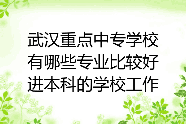 武汉重点中专学校有哪些专业比较好进本科的学校工作